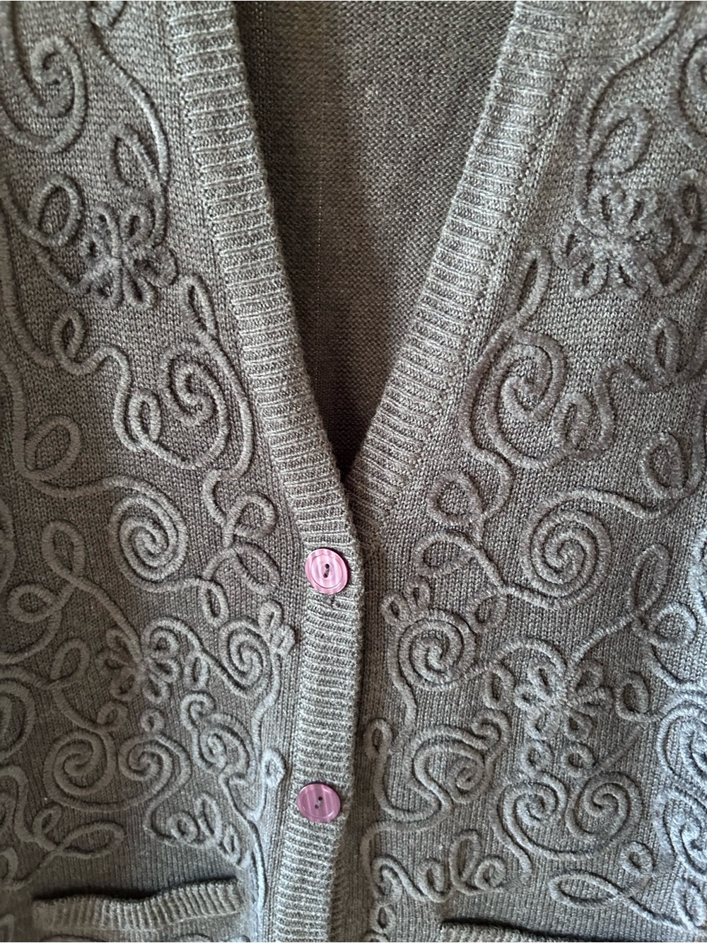 Outlander Women's Dark Gray Embroidered Button Cardigan - Picture 3 of 4